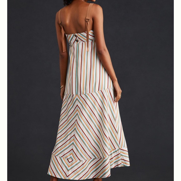 Anthropologie Maeve Square Neck Striped Midi Dress - Picture 2 of 12